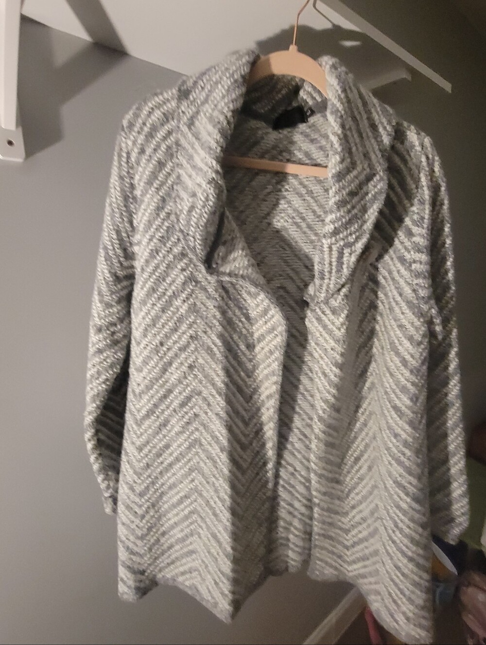 Mary Firenze Grey Chevron Wool Cardigan